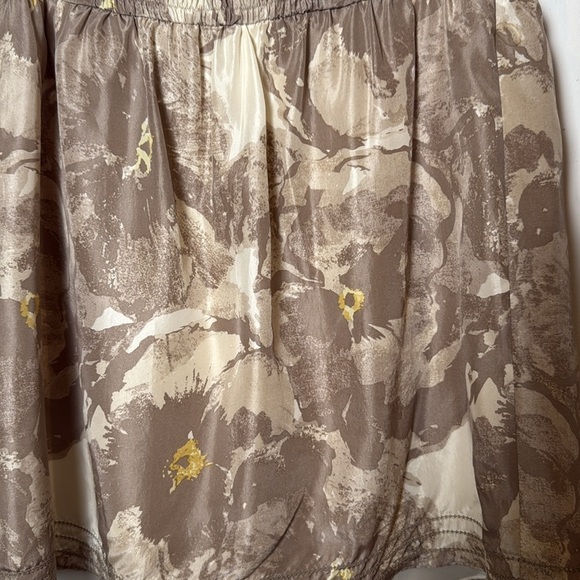Banana Republic Womens Y2K Vintage 100% Silk Brown Cream Floral Strapless Top 10 - Picture 5 of 14